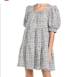 Sister Jane Black and White A-Line Dress with Puff Sleeves